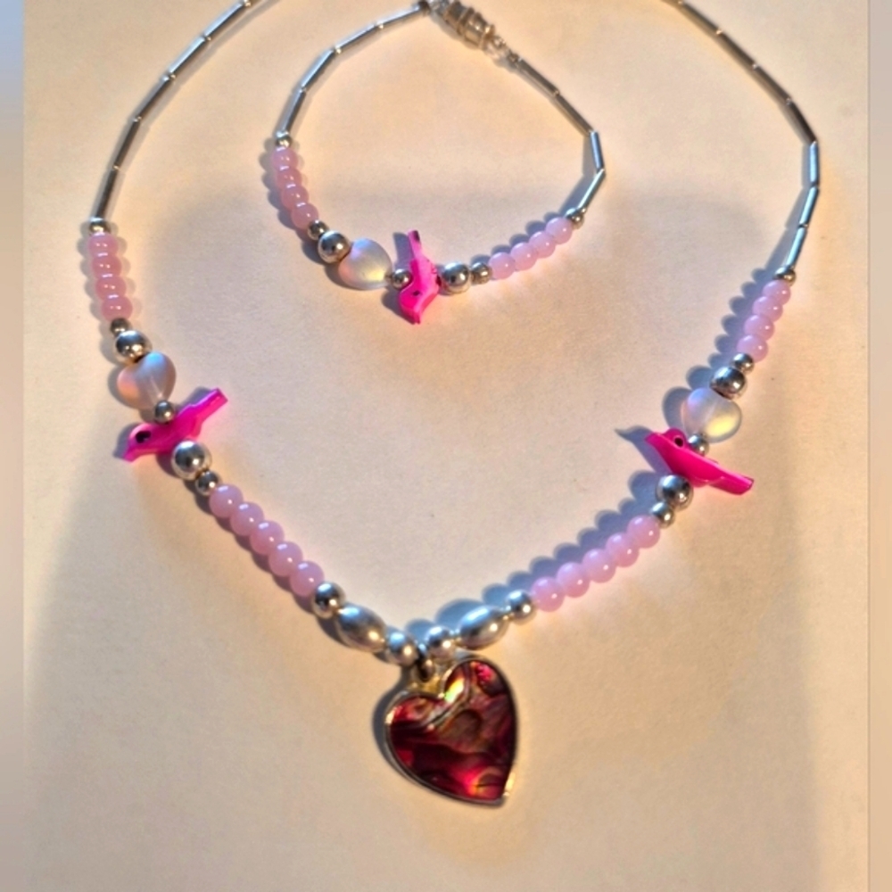 Pink and Silver Butterfly Charm Necklace